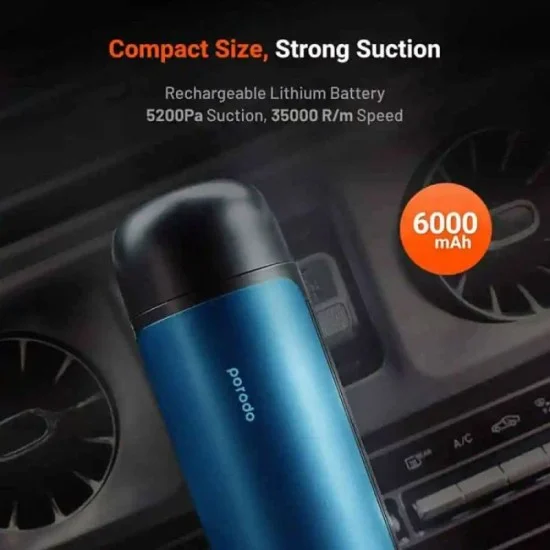 Porodo Portable Vacuum Cleaner For Cars and Small Areas 6000mAh - Blue